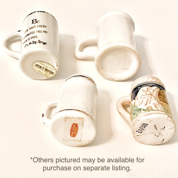 ESTATE VTG 2pc FLORAL LADY CONSOLATION PAIN RELIEF BEER MUG SHOT GLASS SOUVENIR - Picture 6 of 9